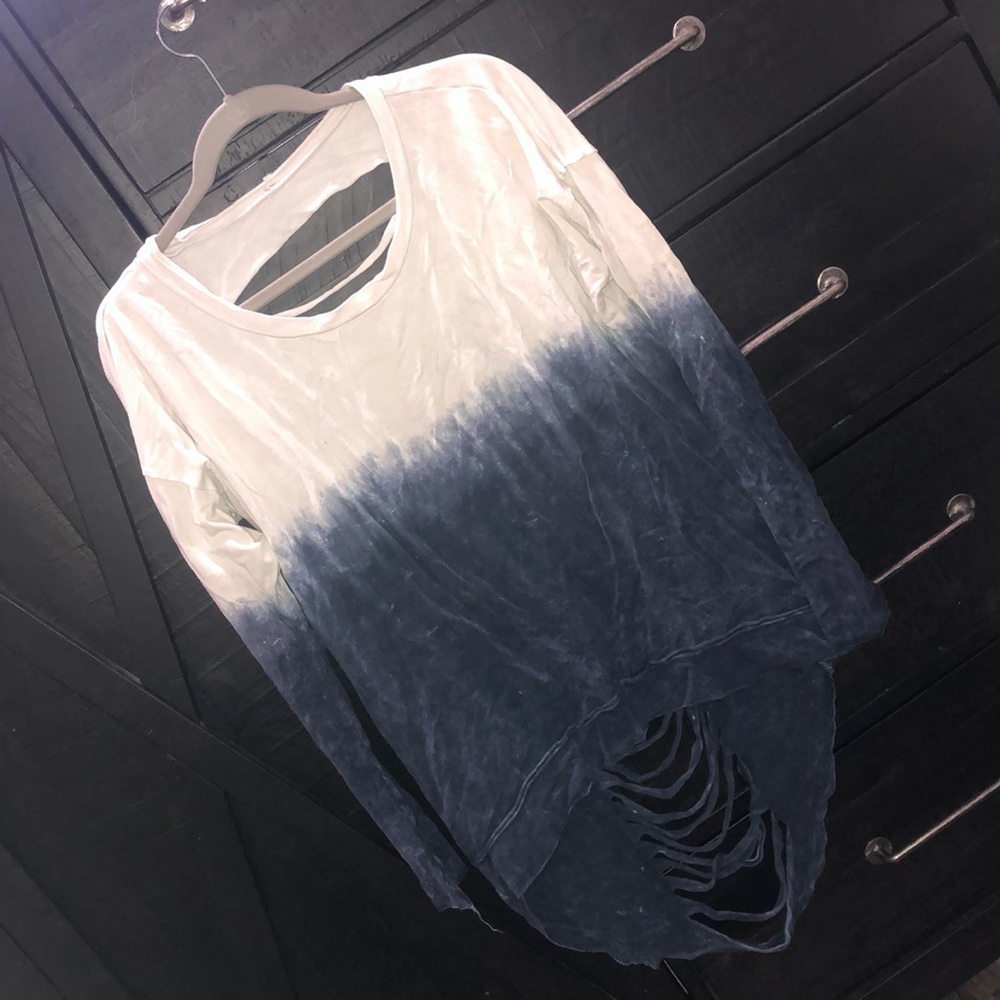 Tye dye ombre long sleeve stretch top with back cutouts